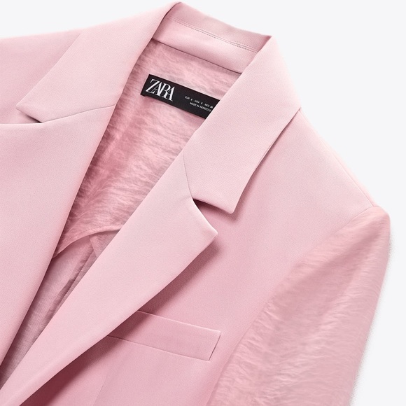 Zara mixed organza jacket / blazer pale pink NWT - Picture 8 of 8